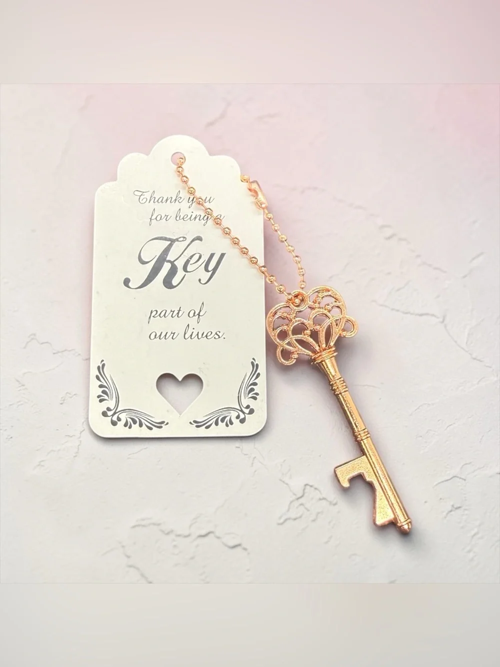 🏷️‼️5/$25🏷️‼️🗝️Ornate Rose Gold Skeleton Key Bottle Opener/NIP🗝️
